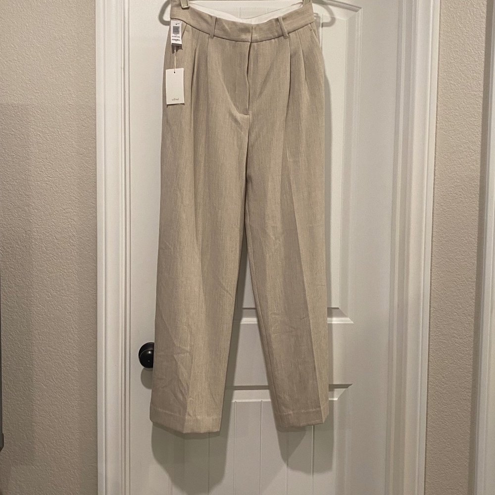 Aritzia Wilfred Effortless Pant Size 10 Herringbone/Birch NWT